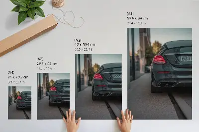 Nástěnný plakát stylové auto v městské zástavbě