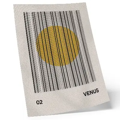 Nástěnný plakát kontrastní čáry se žlutým kruhem ve stylu op art