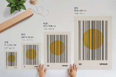 Nástěnný plakát Kontrastní čáry žlutý kruh op art