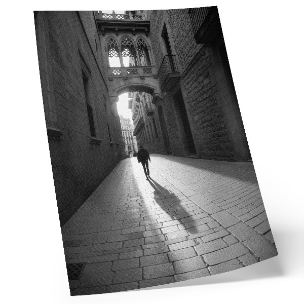Nástěnný plakát Černobílá fotografie ulice s architekturou