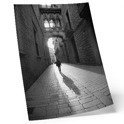 Nástěnný plakát Černobílá fotografie ulice s architekturou