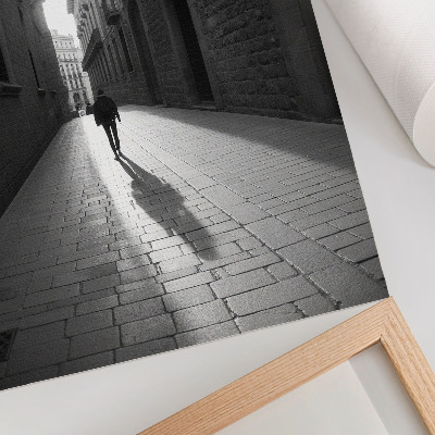 Nástěnný plakát Černobílá fotografie ulice s architekturou