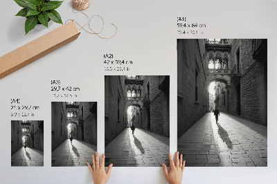 Nástěnný plakát Černobílá fotografie ulice s architekturou