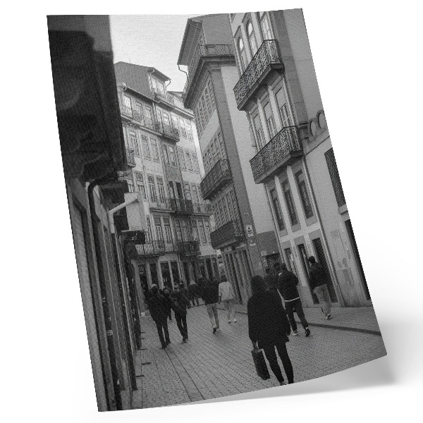 Plakát na zeď Pouliční černá a bílá architektura lidí