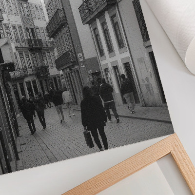 Plakát na zeď Pouliční černá a bílá architektura lidí