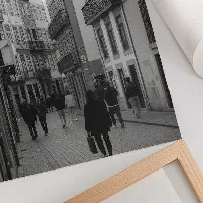Plakát na zeď pouliční černobílá architektura s lidmi