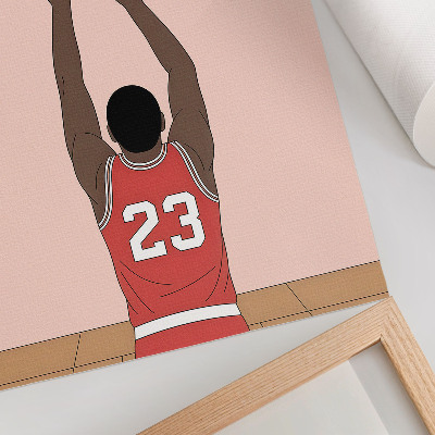Nástěnný plakát Pastelově růžový basketbalista s míčem za letu