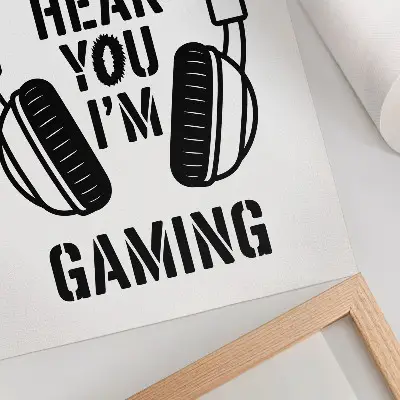 Plakát na zeď se sluchátky a moderním sloganem Strong Contrast