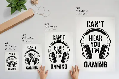 Plakát na zeď se sluchátky a moderním sloganem Strong Contrast