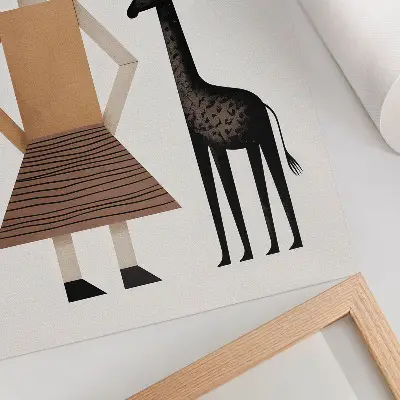 Plakát na zeď geometrický obrazec s žirafou v minimalistickém stylu