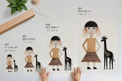 Plakát na zeď geometrický obrazec s žirafou v minimalistickém stylu