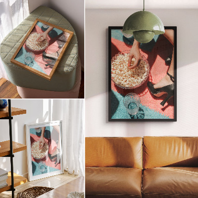 Dekorativní plakát Barevný koberec popcorn sklo elegantní postava