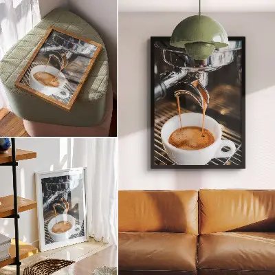 Nástěnný plakát expresivní nápoj v bílém šálku v moderním stylu