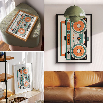 Dekorativní plakát Retro styl s výraznými tvary a kontrasty