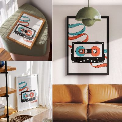 Nástěnný plakát Retro pop art kazeta s barevnými znaky