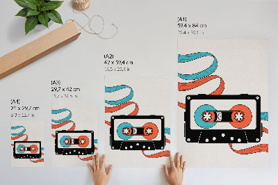 Nástěnný plakát Retro pop art kazeta s barevnými znaky