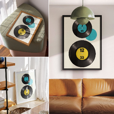 Plakát Moderní vinylové desky žluté tyrkysové