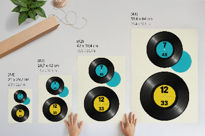 Plakát Moderní vinylové desky žluté tyrkysové