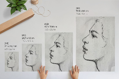 Dekorativní plakát Minimalistická moderní skica kontur obličeje