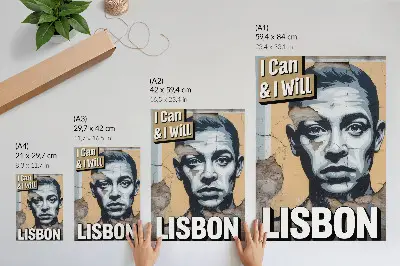 Plakát s motivem pouličního stylu s obličejem a motivačním nápisem