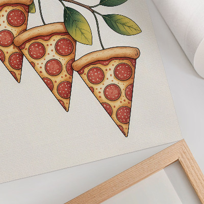 Dekorativní plakát Plátky pizzy na větvi stromu ve veselých barvách