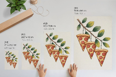 Dekorativní plakát Plátky pizzy na větvi stromu ve veselých barvách
