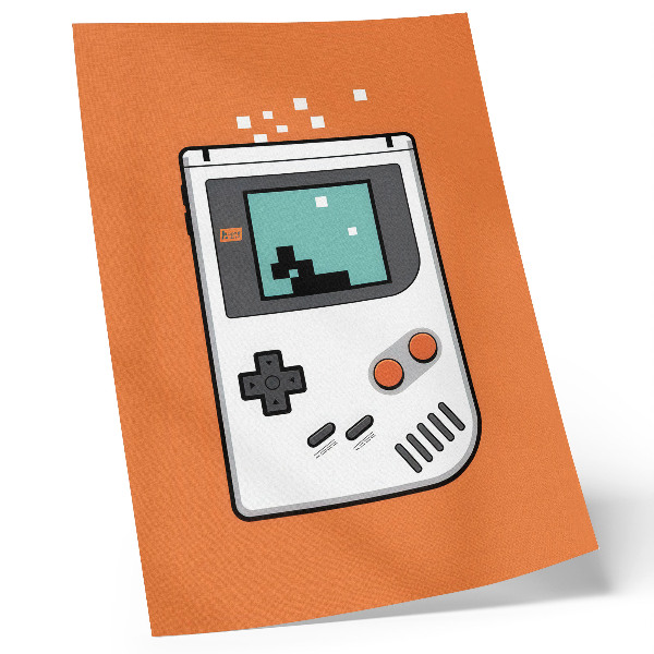 Nástěnný plakát Retro konzole pixel obrazovky oranžové pozadí