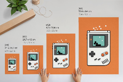 Nástěnný plakát Retro konzole pixel obrazovky oranžové pozadí