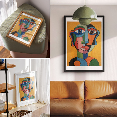 Plakátový obraz Geometrický portrét v zářivých barvách v moderním stylu