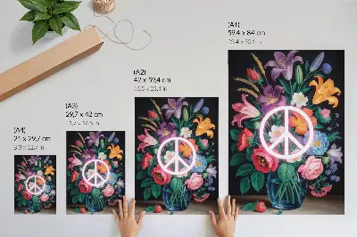 Dekorativní plakát barevná kytice květin jako symbol míru