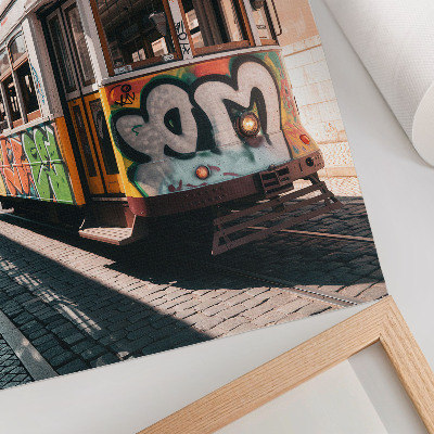 Plakát na zeď Tramvajové graffiti městské ulice architektura