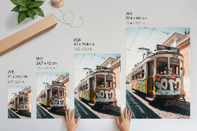 Plakát na zeď Tramvajové graffiti městské ulice architektura
