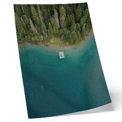 Plakátový obraz Lesní jezero most zelená modrá klima
