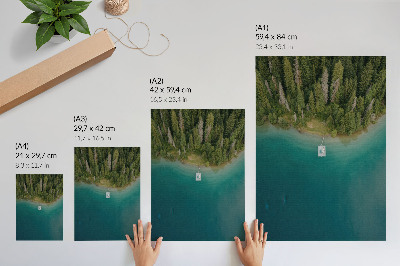 Plakátový obraz Lesní jezero most zelená modrá klima