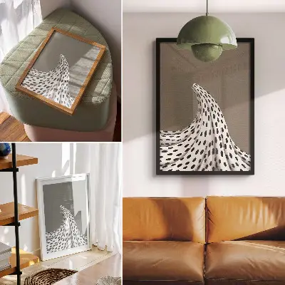 Nástěnný plakát minimalistický vzor s černými tečkami na béžovém pozadí