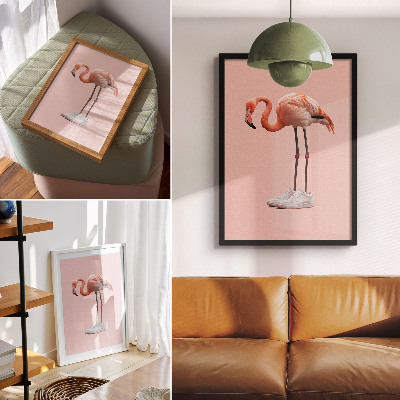 Plakát Flamingo růžové sportovní boty růžové pozadí
