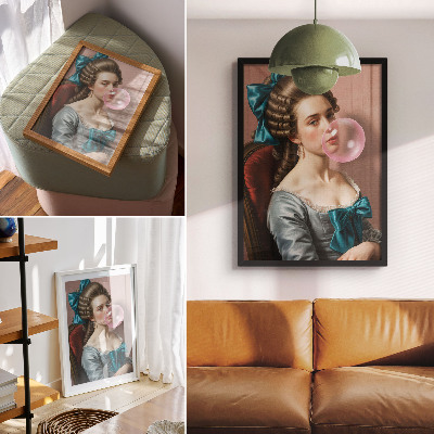 Plakát na zeď Portrét ženy s žvýkačkou, retro styl