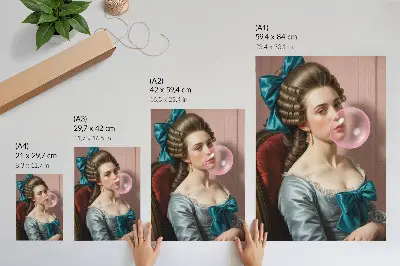 Plakát na zeď portrét ženy s žvýkačkou v retro stylu