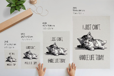Dekorativní plakát Kotě na šedém pozadí v minimalistickém stylu