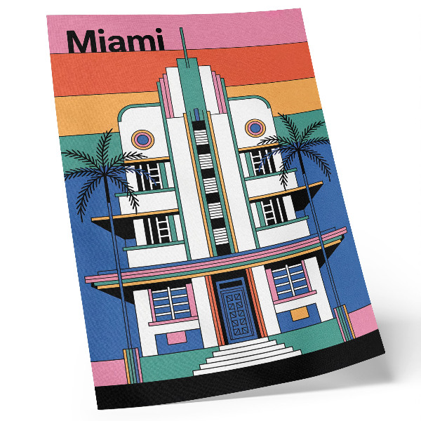 Plakát na zeď Art deco tropické barvy palmy energie Miami