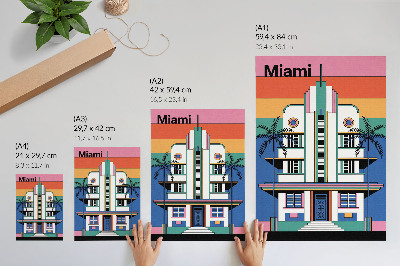 Plakát na zeď Art deco tropické barvy palmy energie Miami