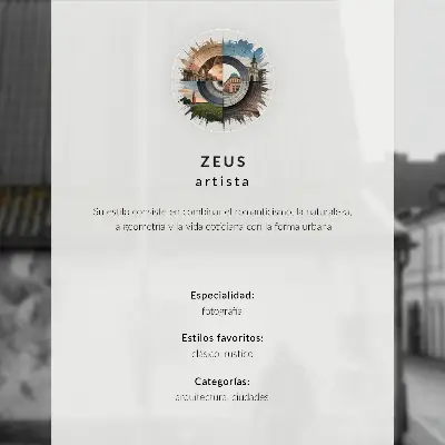 Plakát na zeď úzká ulice s činžovními domy, věží a postavou v modrém kabátě