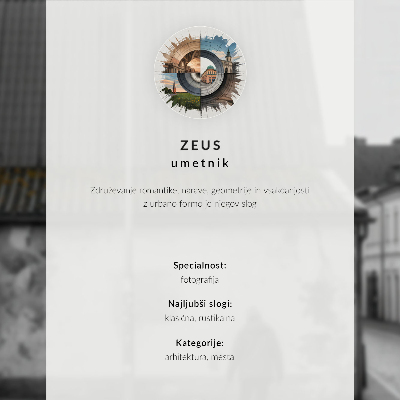 Plakát na zeď Úzká ulice, činžovní domy, věž, modrý kabát