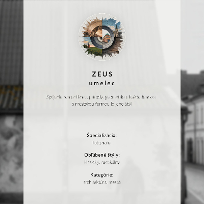 Plakát na zeď Úzká ulice, činžovní domy, věž, modrý kabát
