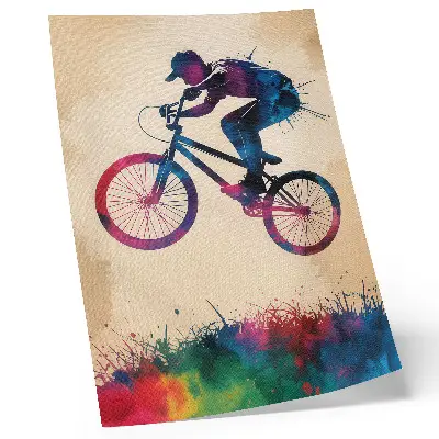 Plakátový obraz cyklista v dynamických moderních barvách