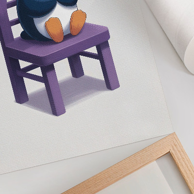 Plakát na zeď Fialový tučňák na židli Joy Minimalism