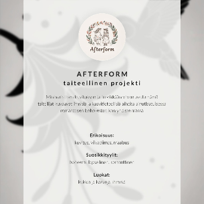Nástěnný plakát Modré listy, krémové květy, hnědé akcenty