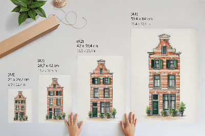 Nástěnný plakát Červené cihly zelené okna klasická architektura
