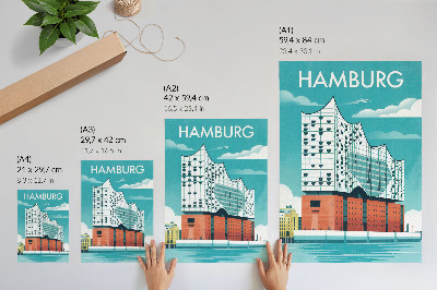 Plakátový obraz Moderní architektura v modré a oblacích