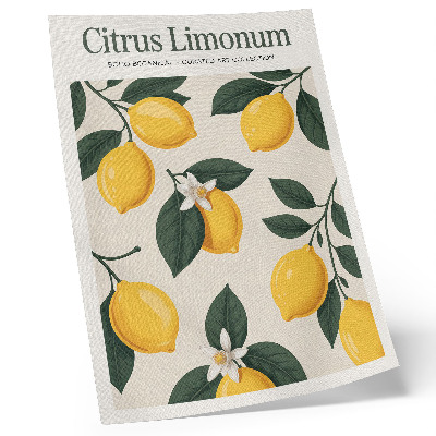 Dekorativní plakát Šťavnaté citrony zelené listy krémové pozadí